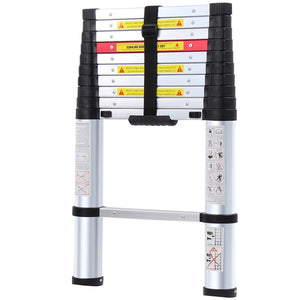 12.5FT ANSI Pinch-Free telescoping Slow-Down Ladder Aluminum Stretch High Multi-Purpose Telescopic