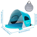 UPF 50+ Easy Pop Up 3-4 Person Beach Tent Sport Umbrella Instant Sun Shelter Tent Sun Shade Baby Canopy