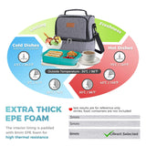 2 Compartment Lunch Box Insulated Lunch Bag Leakproof Thermal Bento Bag for Adults Men Women, 7L, Grey