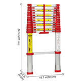 12.5FT EN131 Telescoping Ladder Aluminum Telescopic Extension Tall Multi Purpose (12 .5 Ft Black)