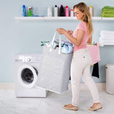 Laundry Hamper Clothes Hamper Large Capacity Basket with Extended Handles for Storage Clothes Toys in Bedroom, Bathroom, Foldable, 72L, Grey