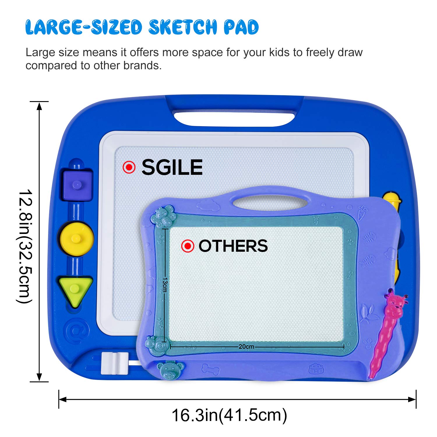 SGILE Magnetic Drawing Board Toy for Kids, Blue - Large for sale