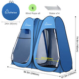 2 Room Pop Up Shower Privacy Tent Dressing Room Sun Shelter for Outdoor Camp Toilet Camping Biking Fishing