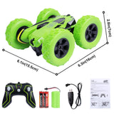 RC Stunt Car Toy, Remote Control Car with 2 Sided 360 Rotation for Boy Kids Girl, Green