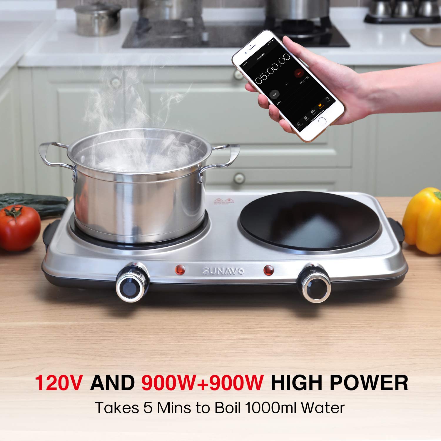 Buy SUNAVO 1500W Hot Plates for Cooking, Electric Single Burner