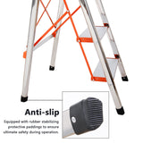 4-Step Stool Ladder Portable Folding Anti-Slip with Rubber Hand Grip 330lbs Capacity,Silver Household Stepladders