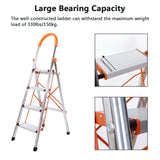 4-Step Stool Ladder Portable Folding Anti-Slip with Rubber Hand Grip 330lbs Capacity,Silver Household Stepladders