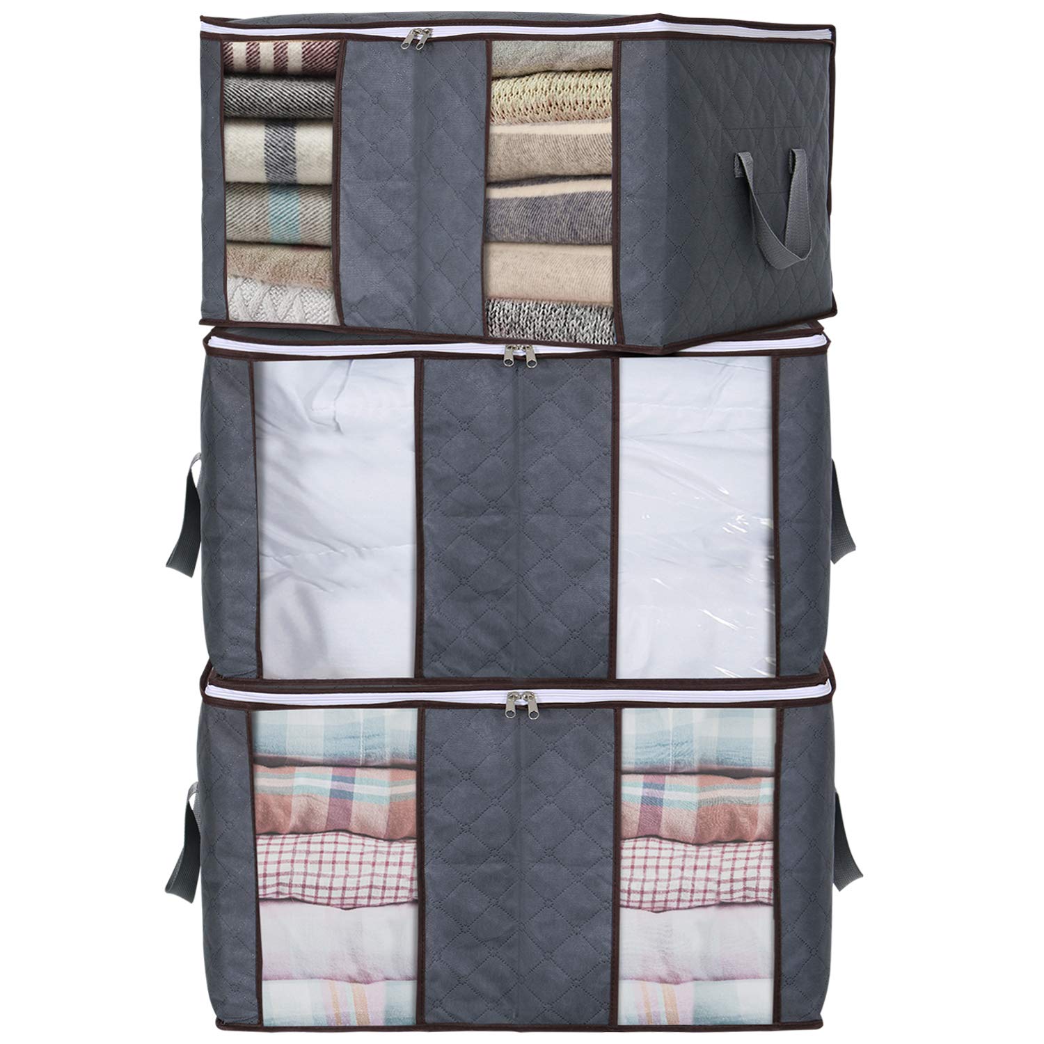 Clothes Storage Bag with Zipper and Handle 84L Large Capacity Linen Duvet Storage  Bag Breathable Foldable Space Saving Luggage Bag for Quilt Blanket Bedding  Pillow 
