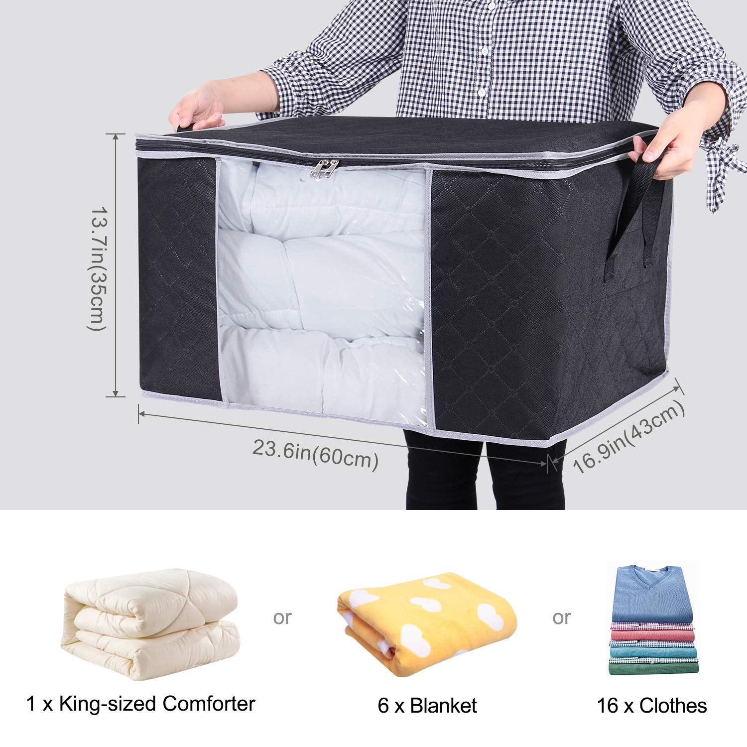 Lifewit Large Capacity Clothes Storage Bag Organizer with Reinforced Handle  Thick Fabric for Comforters, Blankets, Bedding, Foldable with Sturdy