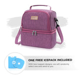 2 Compartment Lunch Box Insulated Lunch Bag Leakproof Thermal Bento Bag for Adults Men Women, 7L, Rosy