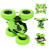 RC Stunt Car Toy, Remote Control Car with 2 Sided 360 Rotation for Boy Kids Girl, Green