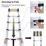 WolfWise 10.5FT Aluminum Telescoping Ladder with One-Button Retraction System, Telescopic Extension Ladder Multi-Position