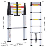 WolfWise 10.5FT Aluminum Telescoping Ladder with One-Button Retraction System, Telescopic Extension Ladder Multi-Position