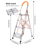 4-Step Stool Ladder Portable Folding Anti-Slip with Rubber Hand Grip 330lbs Capacity,Silver Household Stepladders