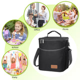 Box for Adult 9L Insulated Large Lunch Bag Leakproof Thermal Bento Bag for Work, Black