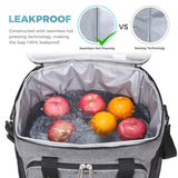 Collapsible Cooler Bag Insulated 24L (40-Can), Large Leakproof Soft Sided Portable Cooler Bag for Outdoor Travel Beach Picnic Camping BBQ Party, Grey