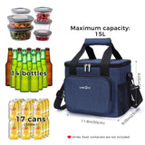 Large Lunch Bag Insulated Lunch Box Soft Cooler Cooling Tote for Adult Men Women, 24-Can (15L), Blue