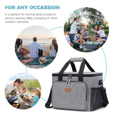 Collapsible Cooler Bag Insulated 24L (40-Can), Large Leakproof Soft Sided Portable Cooler Bag for Outdoor Travel Beach Picnic Camping BBQ Party, Grey