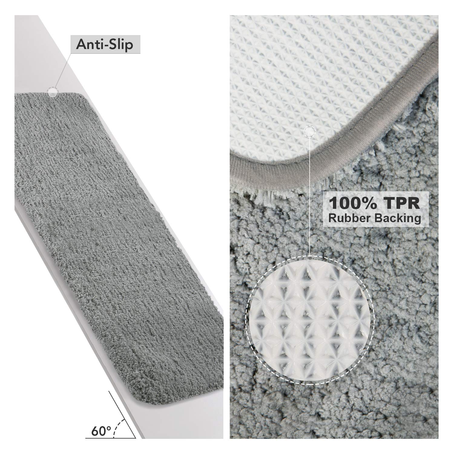 Sets of 2, Decoration Rubber Backing Non-Slip Absorbent, Waterproof Mats -  17x30+17x48inch