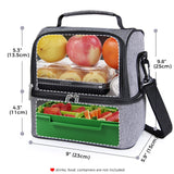 2 Compartment Lunch Box Insulated Lunch Bag Leakproof Thermal Bento Bag for Adults Men Women, 7L, Grey