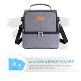 2 Compartment Lunch Box Insulated Lunch Bag Leakproof Thermal Bento Bag for Adults Men Women, 7L, Grey