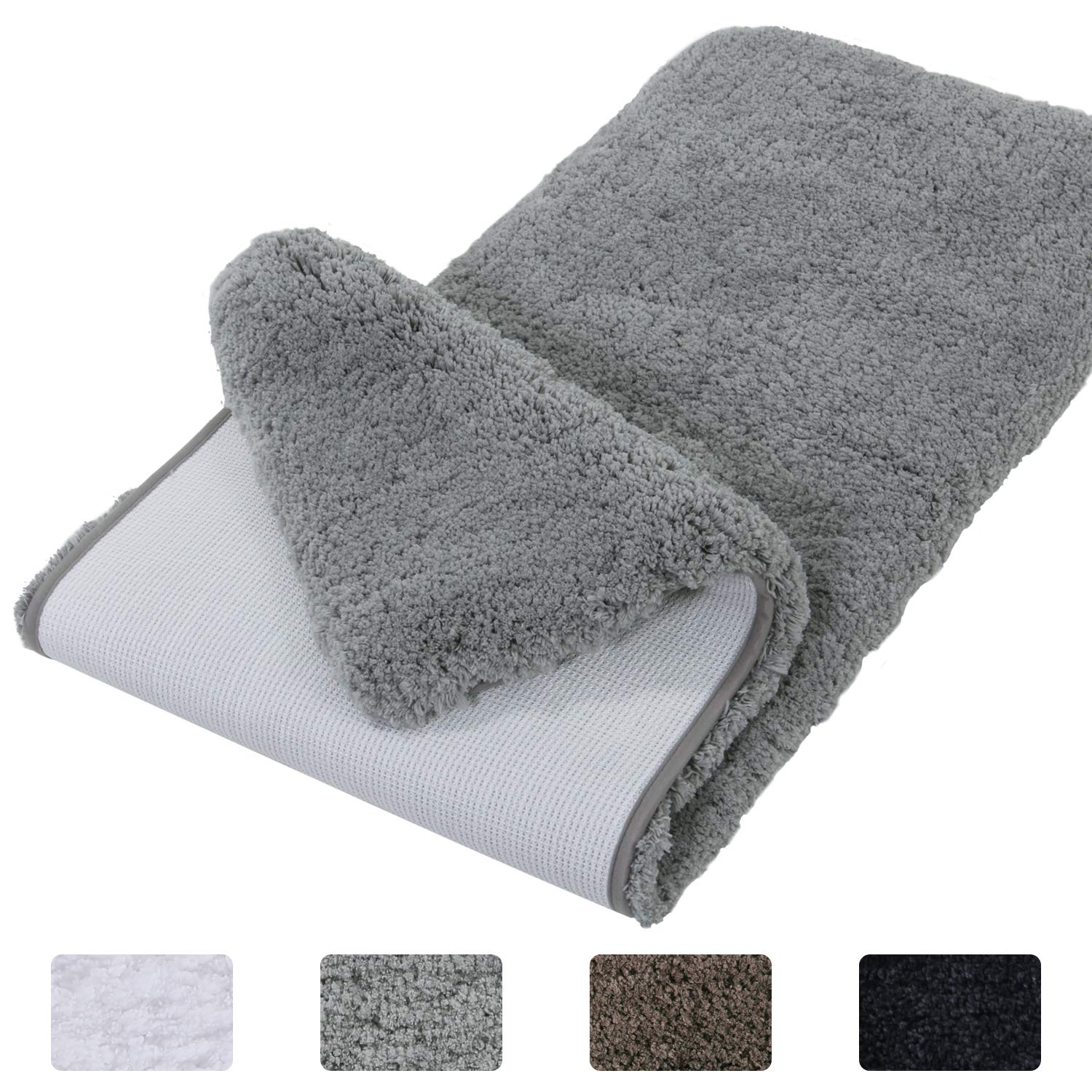 Color 40 X 60cm Microfiber Soft Bath Mat, Non-slip Bathroom Mats  Machine-washable, Shower Water Absorbent Bath Rug Durable Floor Mats (grey)
