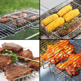 Portable 430 Stainless Steel Barbecue BBQ Grilling Basket Removable Handle